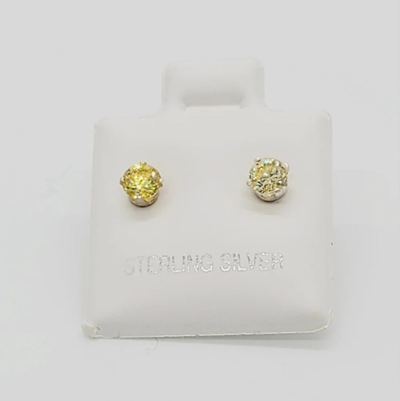 New Yellow Round Cut CZ Earrings - Picture 5 of 6
